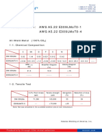 Classification: Aws A5.22 E309Lmot0-1 Aws A5.22 E309Lmot0-4