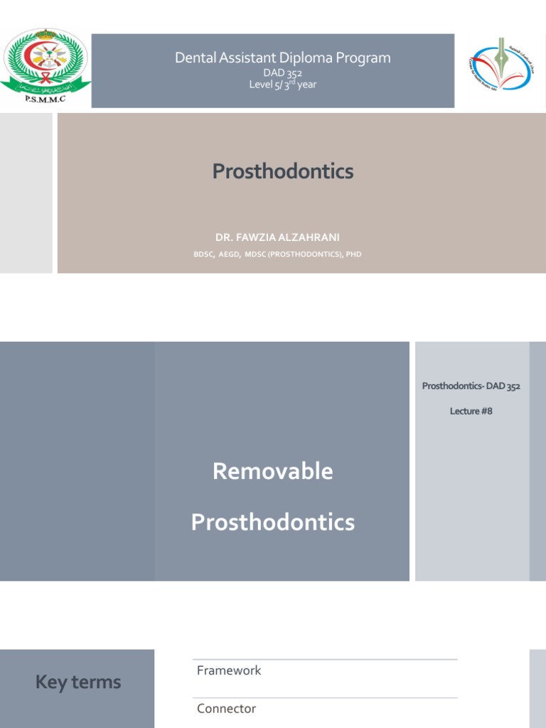 Prosthodontics Dental Assistant Diploma Program PDF Dentures