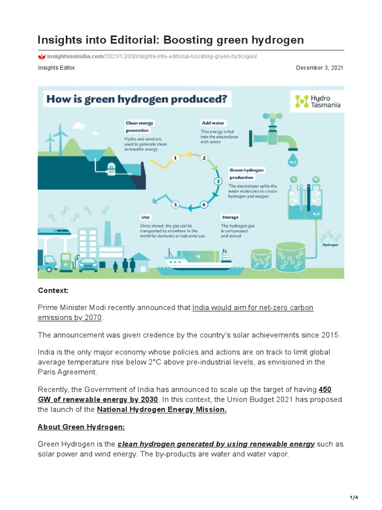 Insights Into Editorial Boosting Green Hydrogen | PDF | Renewable ...
