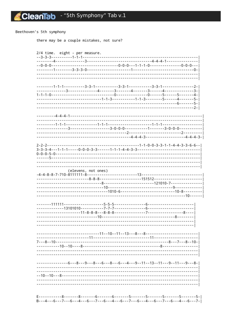 5th Symphony Guitar Tab Symphony No. 5 (Beethoven) Orchestras
