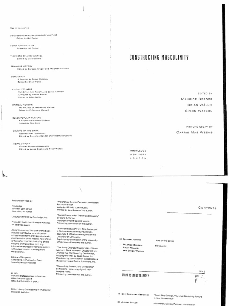 Constructing Masculinity (Discussion in Contemporary Culture) by ...