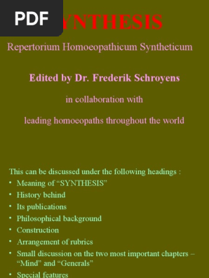 Synthesis Repertorium opathicum … Synthesis Repertorium Homeopathicum Syntheticum - AbeBooks