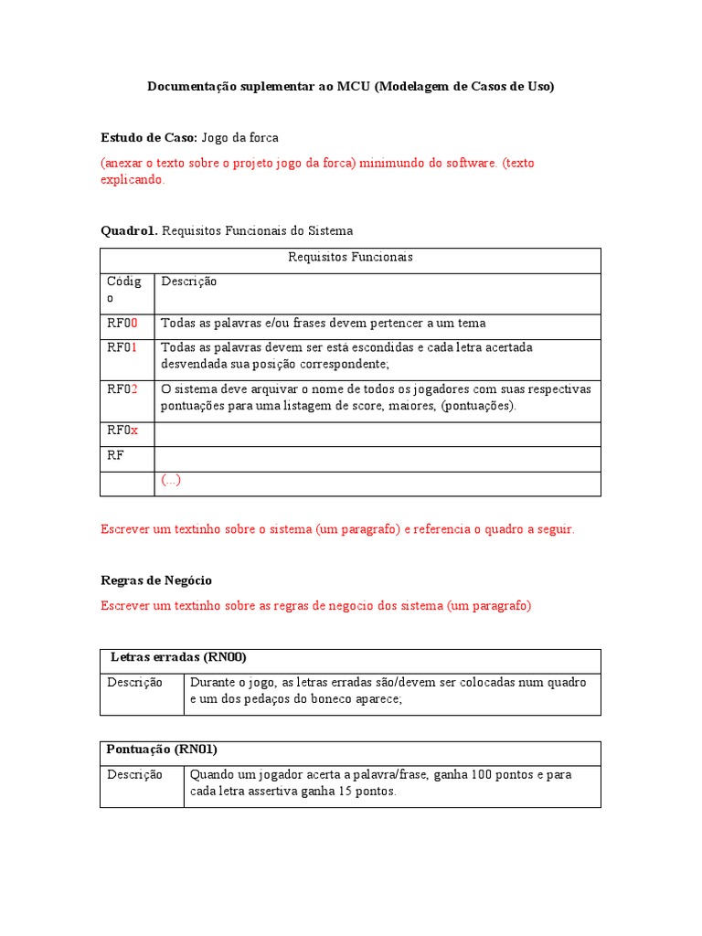 Estudo de Caso: Jogo da Forca | PDF | Diagrama de caso de uso ...