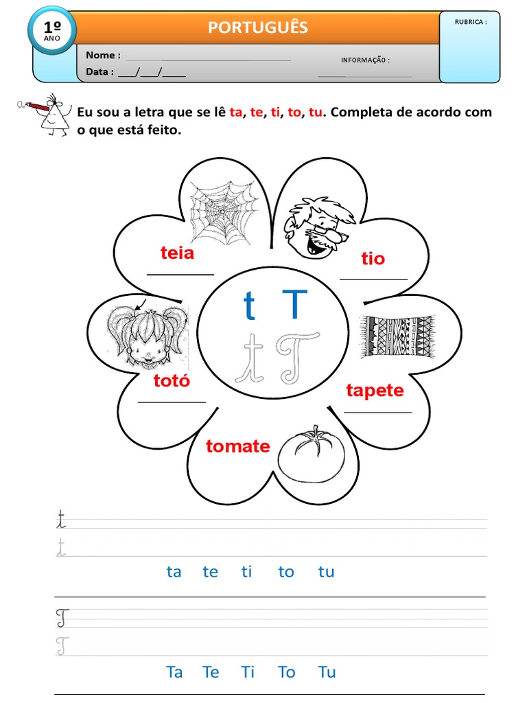 Atividades com a Letra T para 1º Ano | PDF | Estudos de Línguas ...