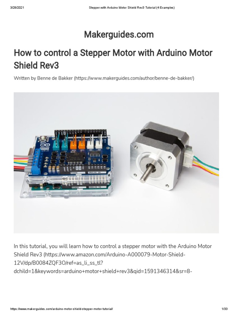 How To Control A Stepper Motor With Arduino Motor Shield Rev3 | PDF ...