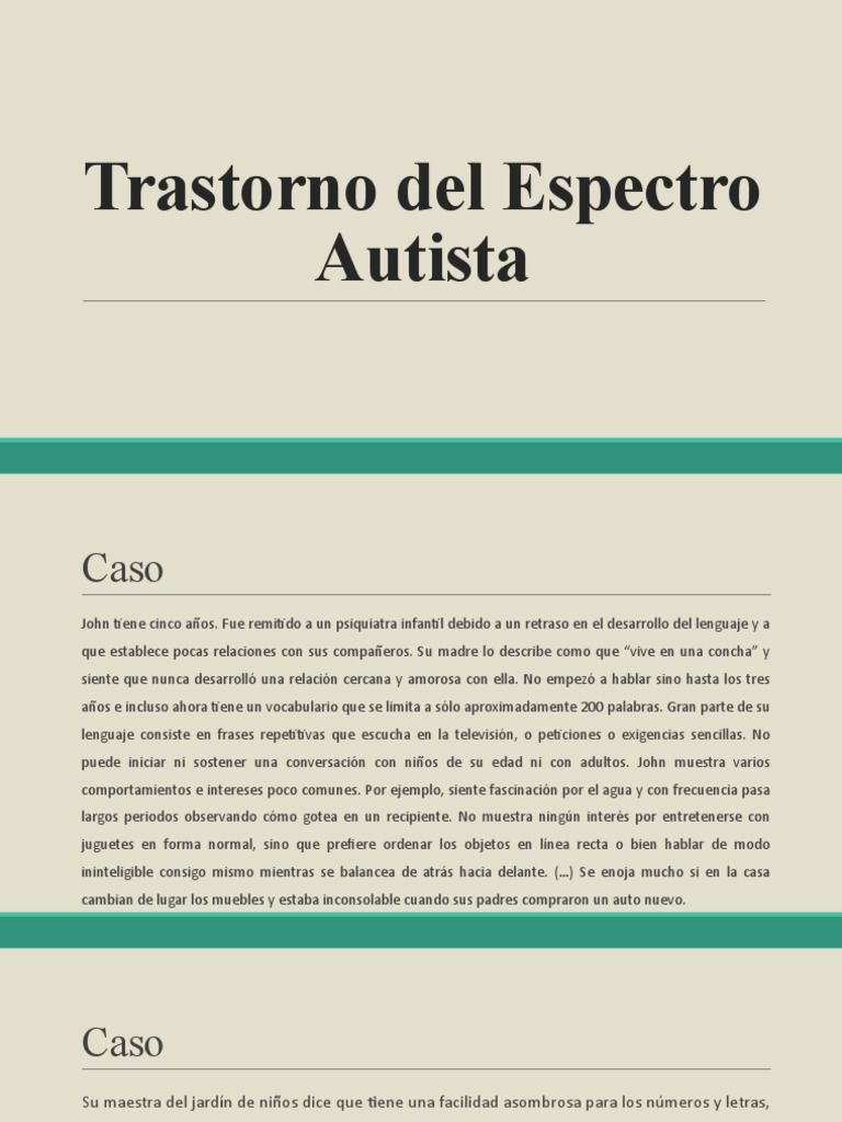 Trastorno Autista: Caso y Características | PDF | Espectro autista ...