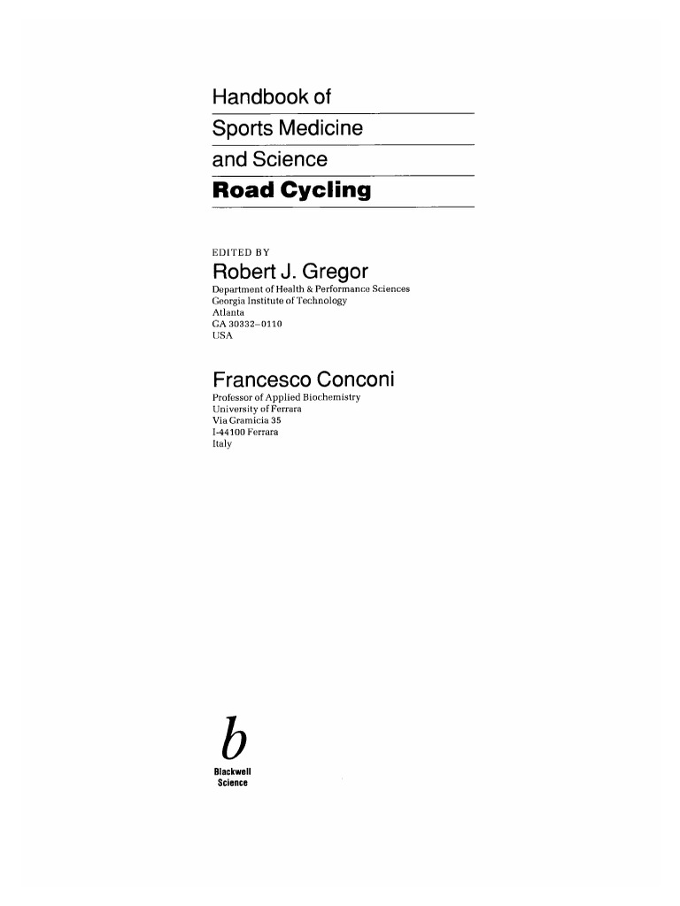 Handbook of Sports Medicine and Science ROAD CYCLING | PDF | Muscle ...