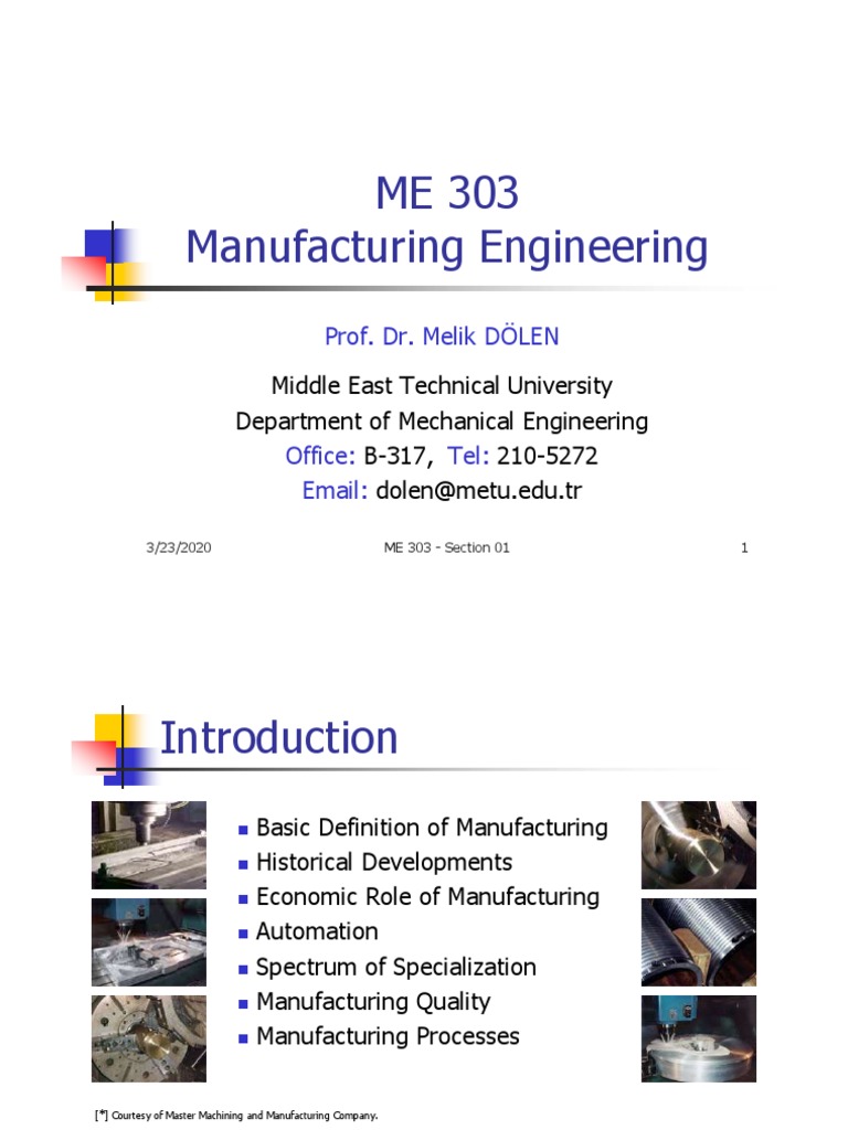 ME 303: Manufacturing Engineering Overview | PDF | Automation | Machines