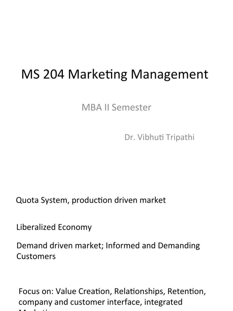 Marketing Management Concepts Overview | PDF | Marketing | Market ...