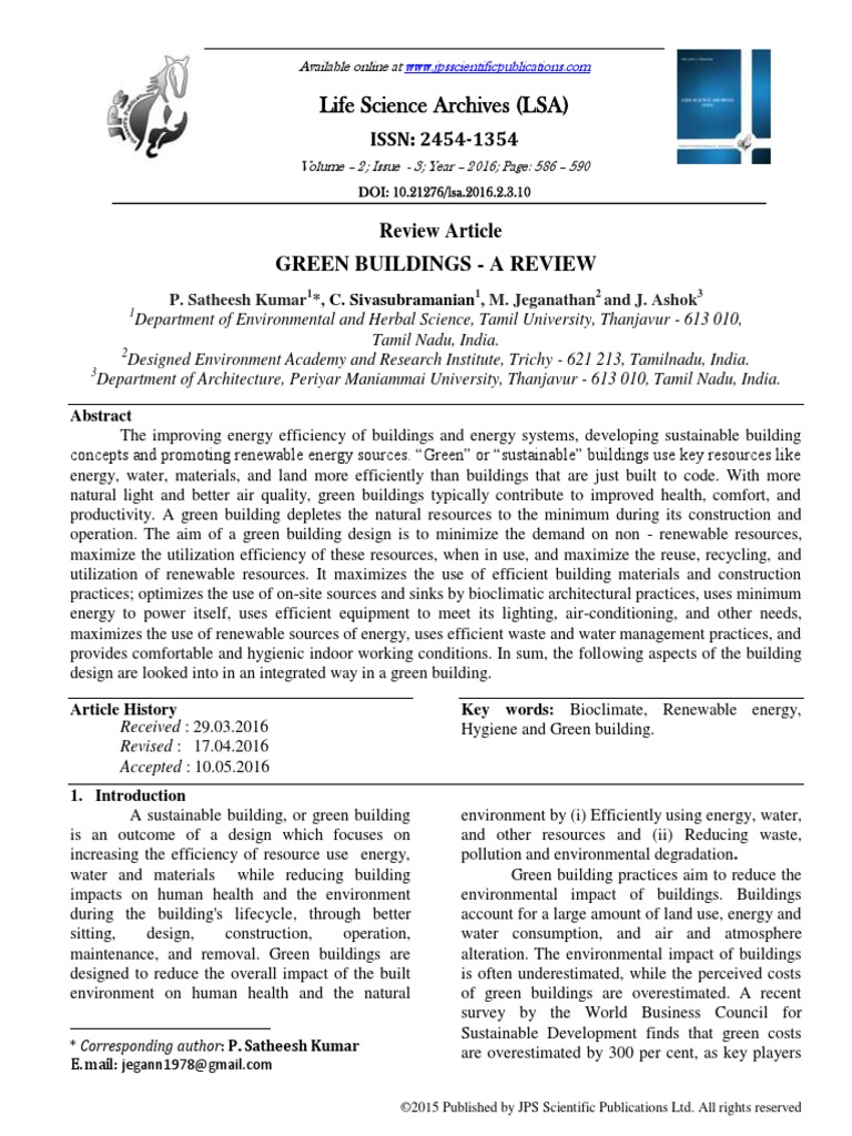 Green Buildings A Review | PDF | Green Building | Economy And The ...
