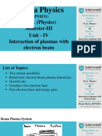 Plasma Physics: M. Sc. (Physics) Semester-III Unit - IV Interaction of Plasmas With Electron Beam