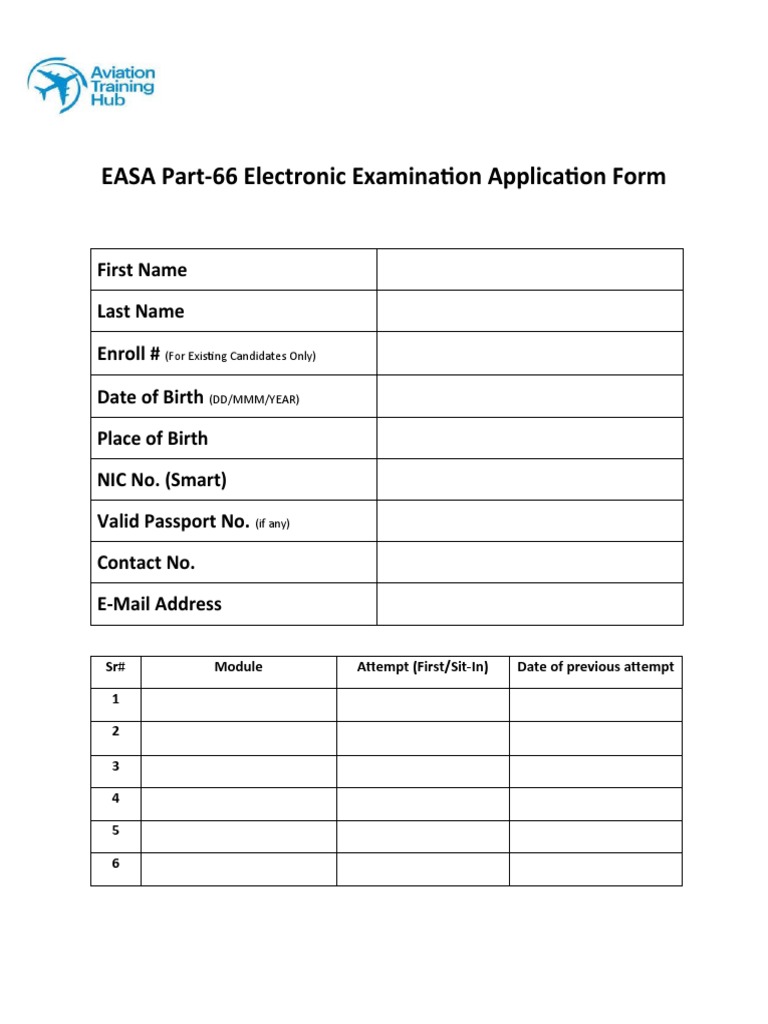 EASA Part-66 Electronic Examination Application Form | PDF