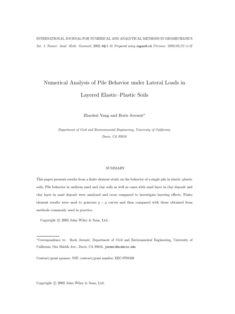 0013 - Numerical Analysis of Pile Behavior Under Lateral Loads | PDF ...