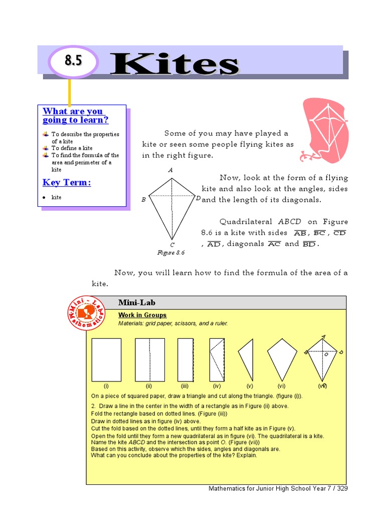 The Properties of Kites Formulas for Area and Perimeter PDF