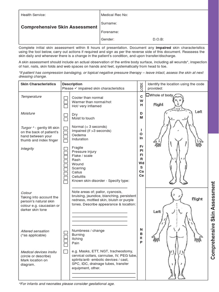 skin assessment form | pdf | clinical medicine | health sciences