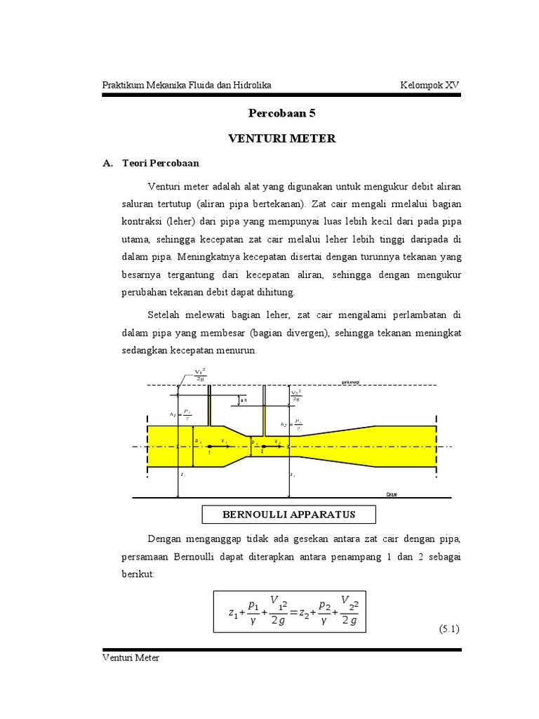 Rumus dan Analisis Venturi Meter | PDF