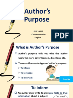 Author's Purpose: DUE10012 Communicative English 1