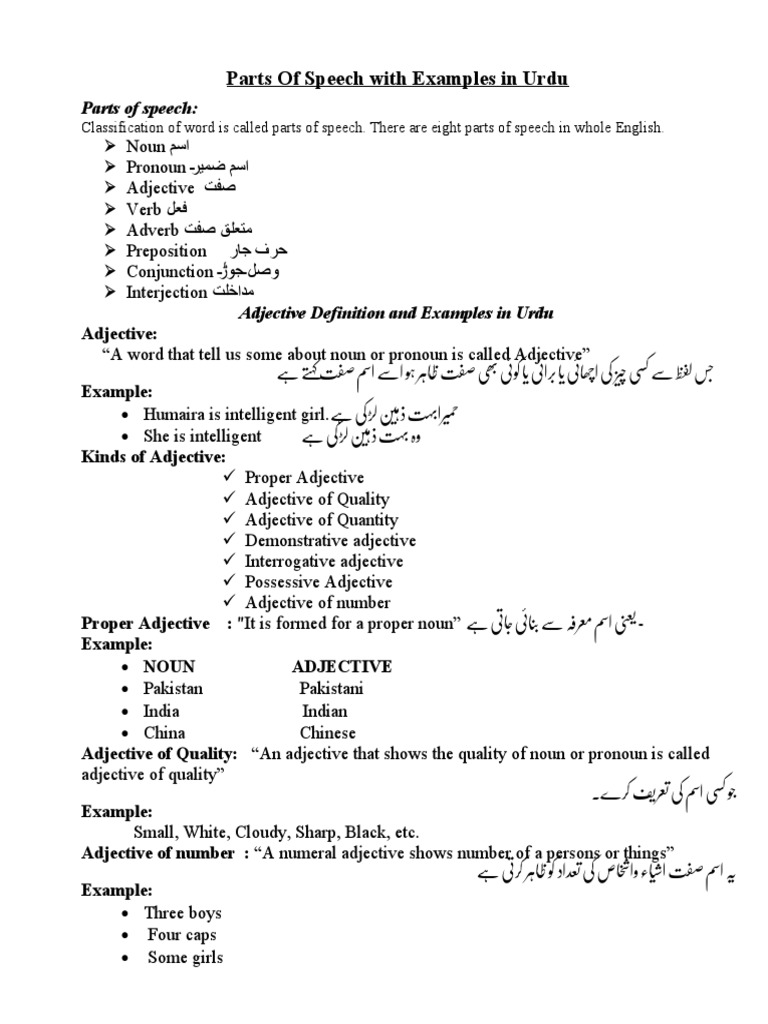 PARTS OF SPEECH IN URDU AND ENGLISH visual data 3