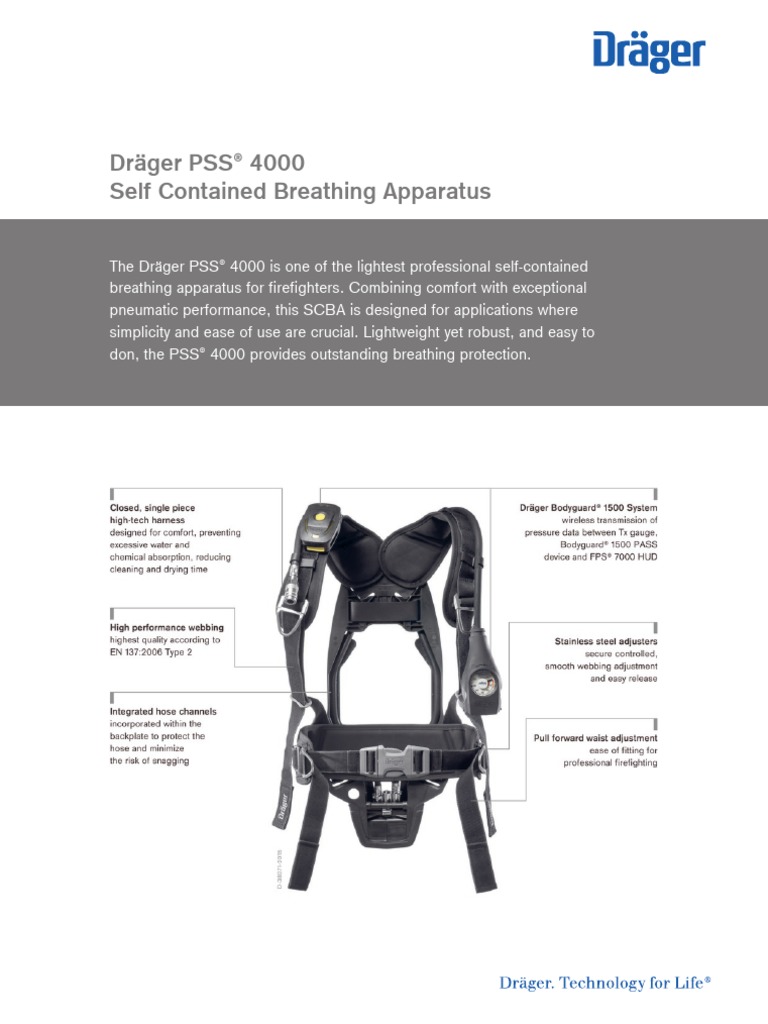 Dräger PSS 4000 Self Contained Breathing Apparatus | PDF | Equipment ...