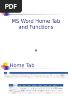 MS Word Home Tab and Functions