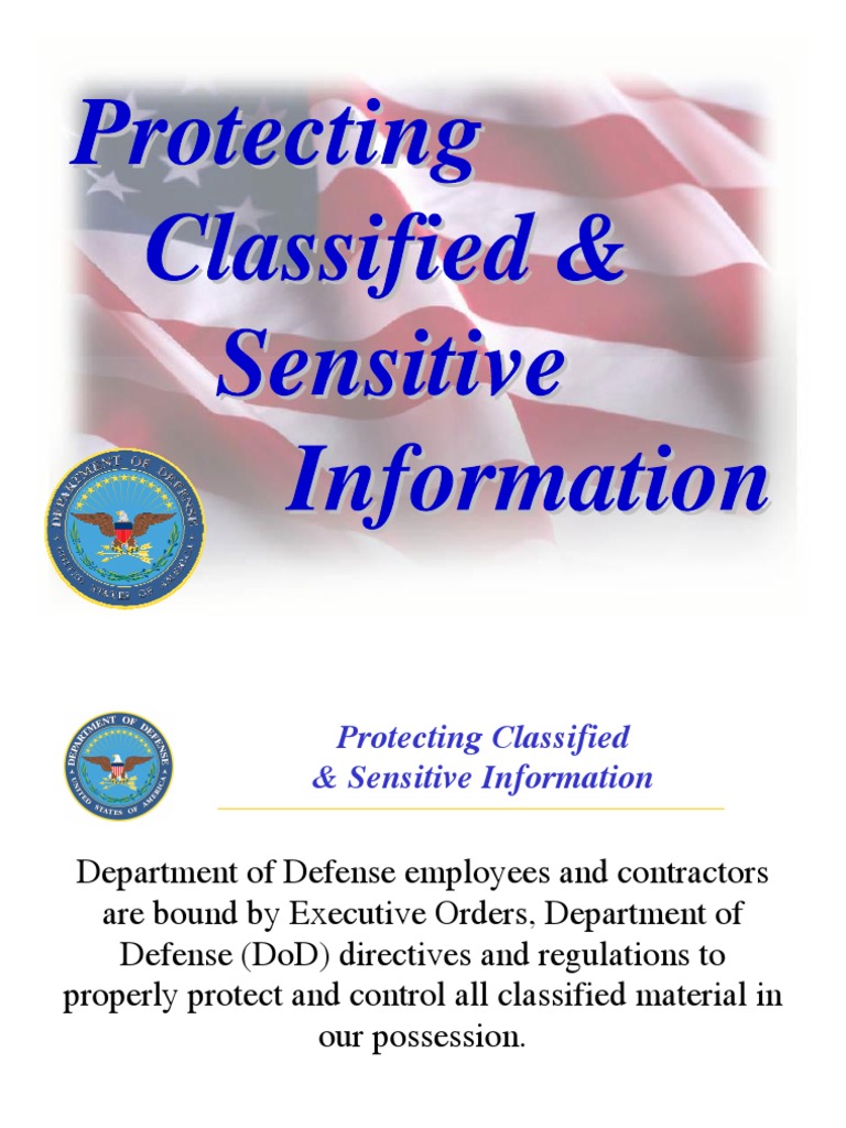 DoDProtecting Classified and Sensitive Information PDF Classified