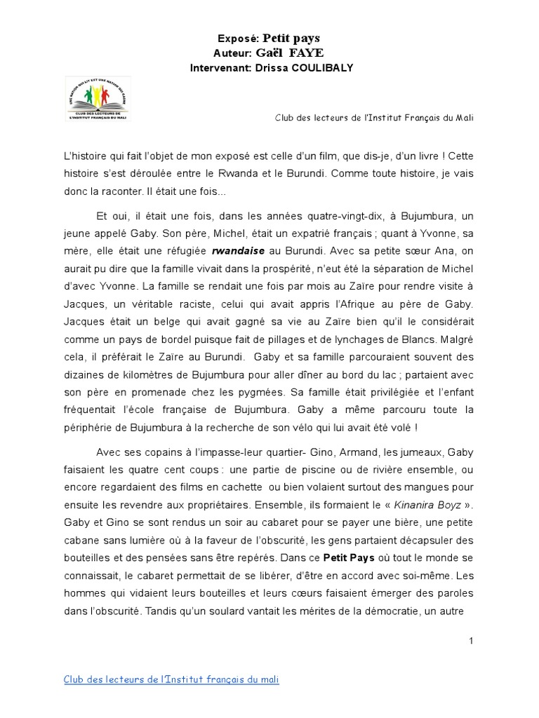petit pays gael faye texte