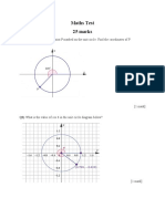 Maths Test 25 Marks: Q1) The Diagram Shows A Point P Marked On The Unit Circle. Find The Coordinates of P