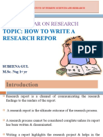 Seminar On Research: Topic: How To Write A Research Report