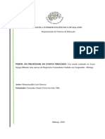 Perfil Do Professor Do Ensino Primário: Um Estudo Feito No Liceu Nginga A Mbande - Salas Anexas Do Magistério Comandante Cuidado - Malanje