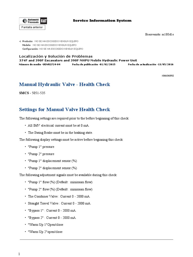 Manual Hydraulic Valve - Health Check | PDF | Valve | Pump