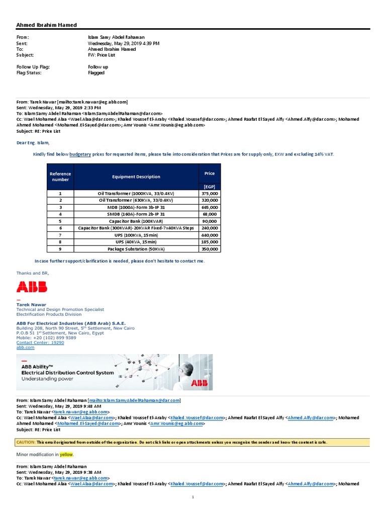 ABB Electrical Equipment Prices PDF Communication Electrical
