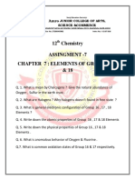 12 th Chemistry Assignment 7 Elements of group 16,17,18