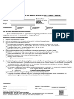 Checklist For The Application of Occupancy Permit