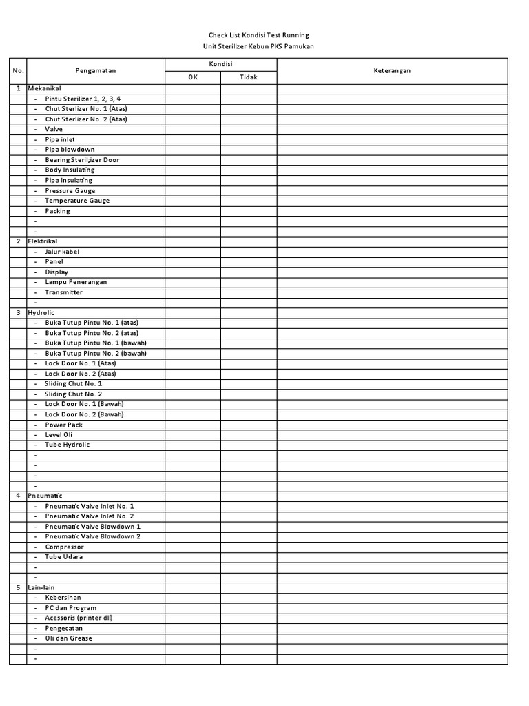 Checklist Stasiun Sterilizer | PDF