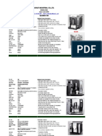 Auto Coffee Machine Quotation Sheet 2017