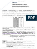 Edital resultado provisório seleção professor substituto UnB