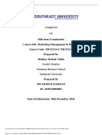 Mid-Term Examination Course Title: Marketing Management & Practices Course Code: MKT5134.1/ MKT515.1 Prepared For Iftekhar Shabab Uddin