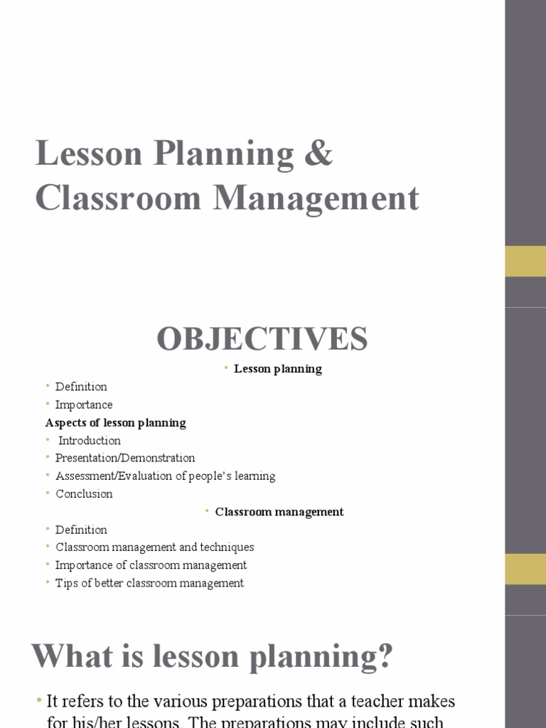 Lesson Planning & Classroom Management, Final | PDF | Classroom