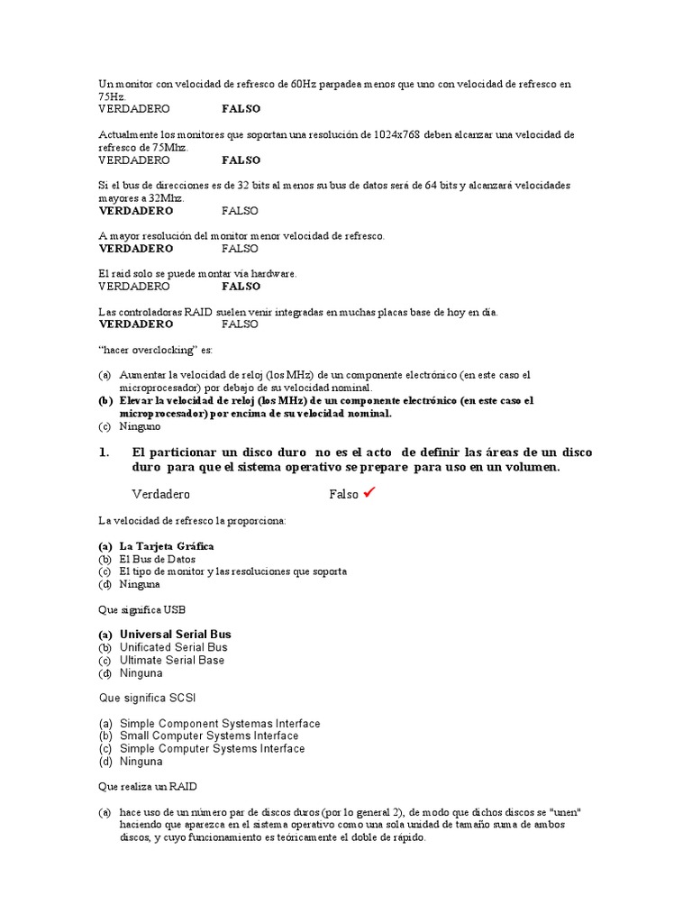 Examen Hardware | PDF | Hardware de la computadora | Disco duro