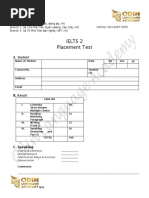 Ielts 2 Placement Test: A. Student