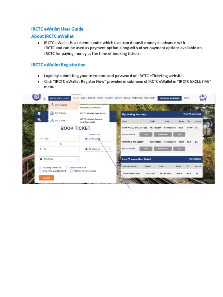 Irctc Ewallet User Guide About Irctc Ewallet PDF Financial