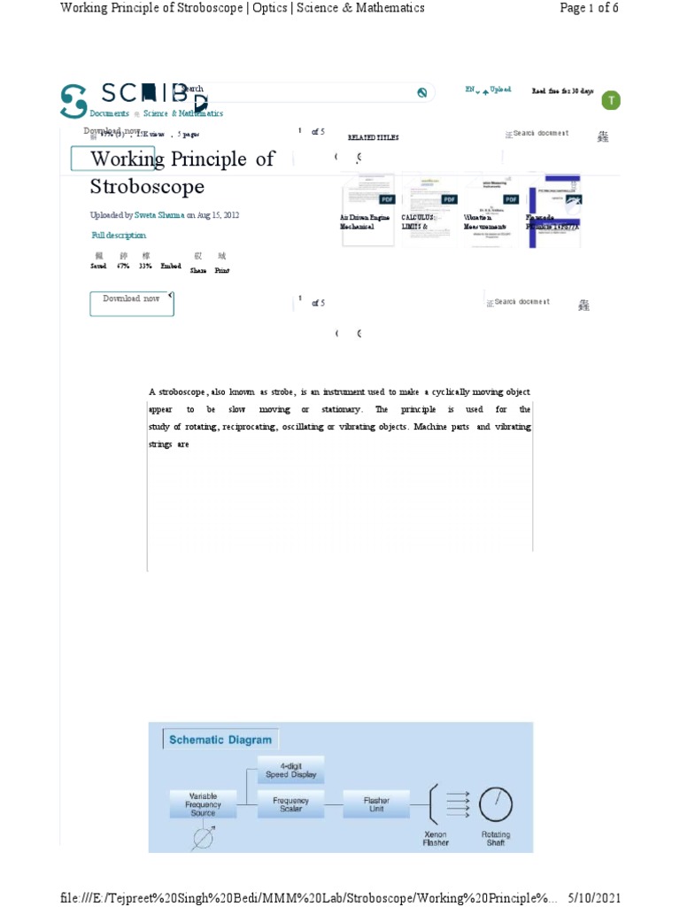 Working Principle of Stroboscope Download Now PDF Scribd Computing