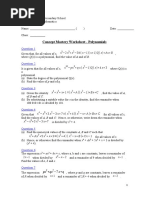 Concept Mastery Worksheet - Polynomials: 2 X + 3 (X 1) (x+1) Q (X) +ax +B