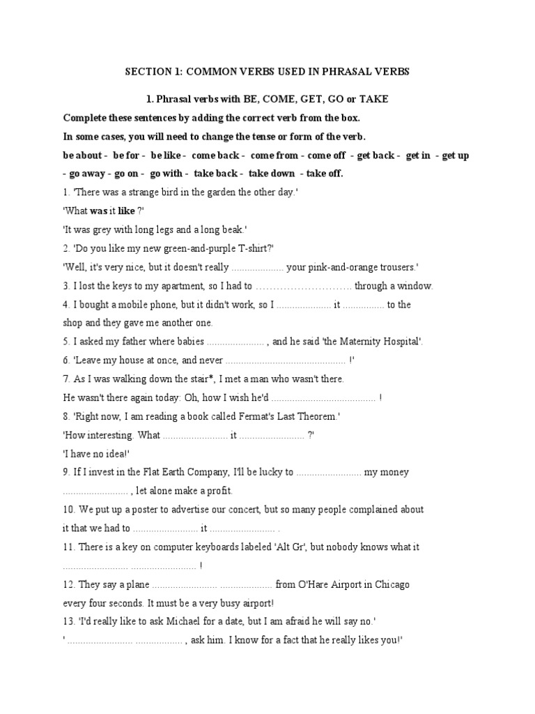 Phrasal Verbs Lesson Plan for Students | PDF | Phrase | Verb