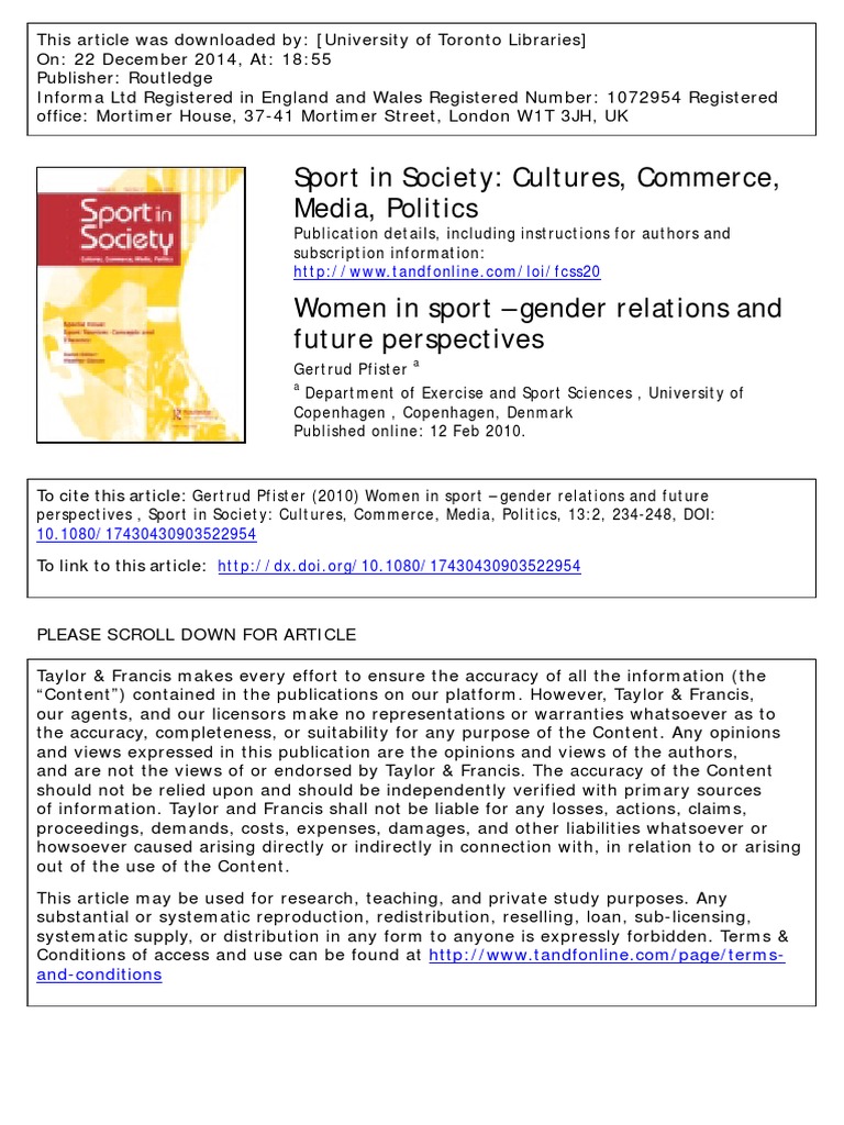 Gender Relations in Sport: Future Perspectives | PDF | Gender | Gender ...
