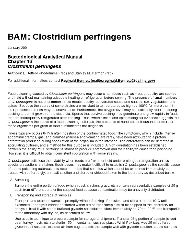 BAM Clostridium Perfringens Bacteriological Analytical Manual PDF