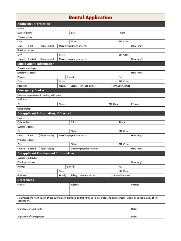 Rental Application | PDF | Economies | Business