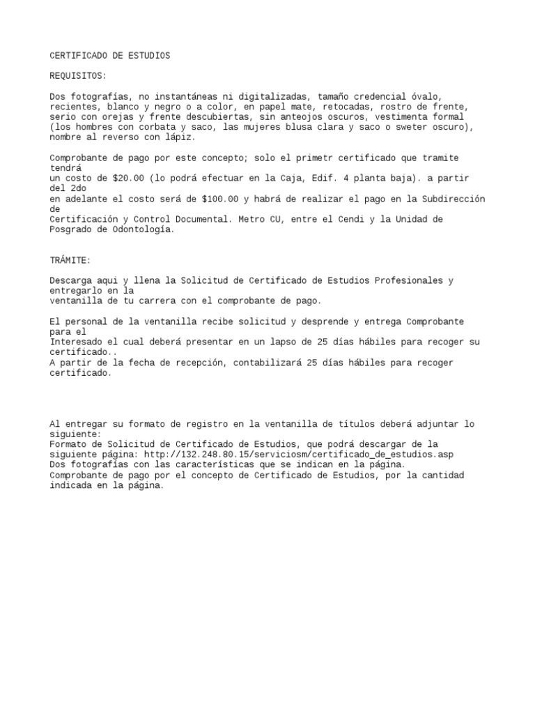 Requisitos para Certificado de Estudios | PDF | Crecimiento personal y ...