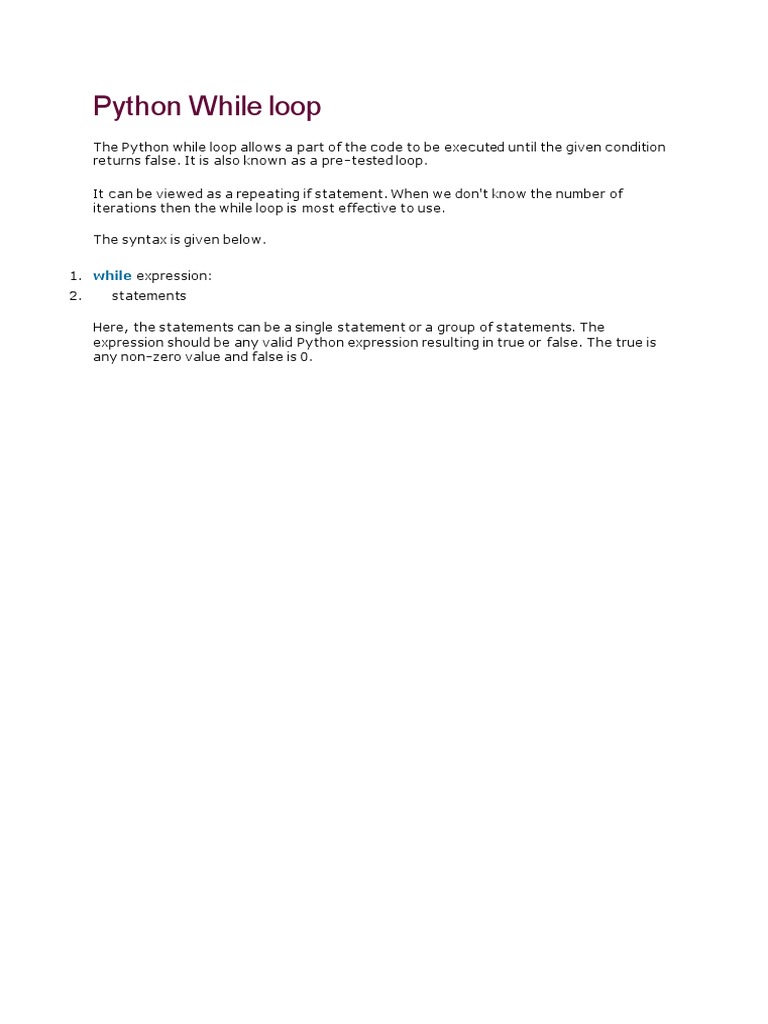 Python While Loop | PDF | Control Flow | Software Development