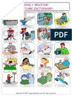 Daily Routine Picture Dictionary Word To Learn ESL Worksheets For Kids and New Learners 7889